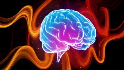 Futuristic brain illustration with energy effects representing AI power and digital intelligence. - Powered by Adobe