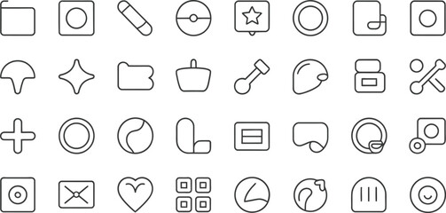 Naklejka premium Various Line Art Icons Set Abstract Shapes Geometric Forms Keywords: icon, set, abstract, shape, geometric, form, design, symbol, illustration