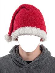 Character Wearing a Santa Hat in a Seasonal Variant on a Blank Background During the Christmas Time