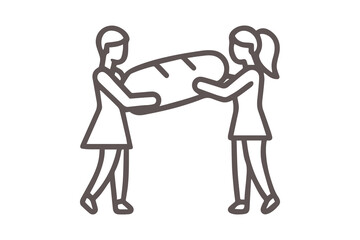Two People Carrying a Large Loaf of Bread Together Icon graphic design