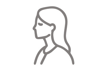 Gray Line Art Profile of a Woman with Long Hair on a Black Background female person