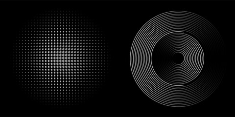 Halftone dots in circle form. round logo . vector dotted frame . design element