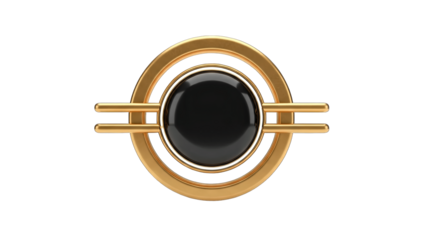 Golden Emblem with Black Center on White Background