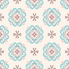 Light blue and brown ikat abstract vintage seamless pattern. Ikat oriental design pattern. Ikat handmade ethnic pattern. Ideas for textiles, rugs, tiles, ceramic pottery, tapestry, and textiles. 