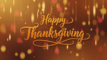 Warm Thanksgiving Greetings with Bokeh Lights and Elegant Script Typography Display