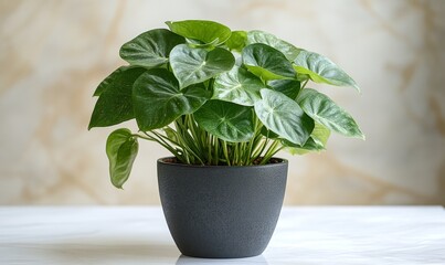 a Monstera plant in a black pot on a white background, front view, white wall, natural lighting, Generative AI