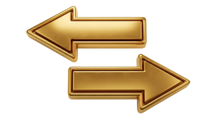 Shiny golden arrows pointing left and right symbolizing exchange and transfer