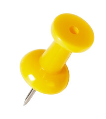 yellow push pin on white background.