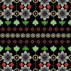 Ikat ethnic boho seamless pattern. Tribal pattern. Folk motif. Textile rapport. Ikat vintage flower background. Ikat handmade pattern. Ideas for wallpaper, textiles, tapestry, and tiles.