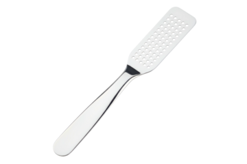 Stainless steel skin care foot file with perforated metal surface isolated on a transparent background