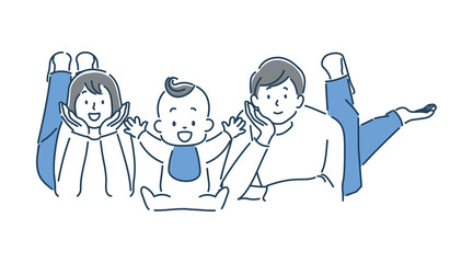 笑顔でいる家族のシンプルなイラスト素材