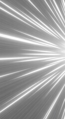 Bright white light streaks radiate outward across a dark gray abstract background