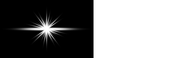 Png glowing horizontal White light beam with radiant lens flare and shine. WhiteLens Flare Light Effect on Black and White Background png