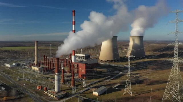 A factory or power plant as a symbol of industry and electricity generation