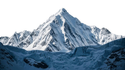  Majestic snow capped mountain peak and rugged glacier on a transparent background, PNG image, PNG file