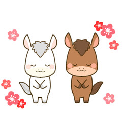 挨拶をする午年の仲良し馬