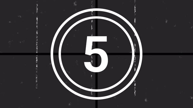 10 Old film countdown timer graphic for retro movie scenes and vintage television shows