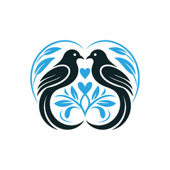 Romantic Couple Birds Logo Icon