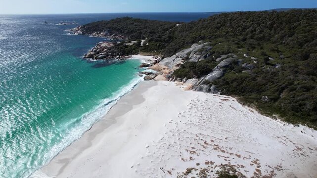 Taylors Beach, Sloop Lagoon, Sloop Reef Camping, Binalong Bay, Tasmania, Australia - Drone Shot