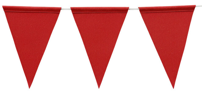 Trio of Red Pennants: Three vibrant red pennants are strung across a thin white line, creating a clean and festive atmosphere. Perfect for celebrating special occasions, holidays, and parties.