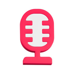 3d rendering icon microphone red color