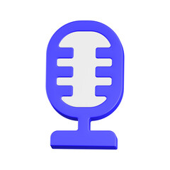 microphone 3d rendering icon blue color