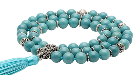Turquoise beaded bracelet with tassel and ornate accents