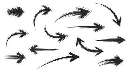 Vector Set of Black Grunge Arrows for Navigation and Directional Guidance Elements