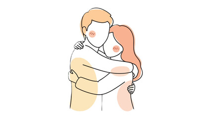 Embrace of Connection: An illustration of a couple in a tender embrace, their figures softly defined. It celebrates the universal language of affection. 
