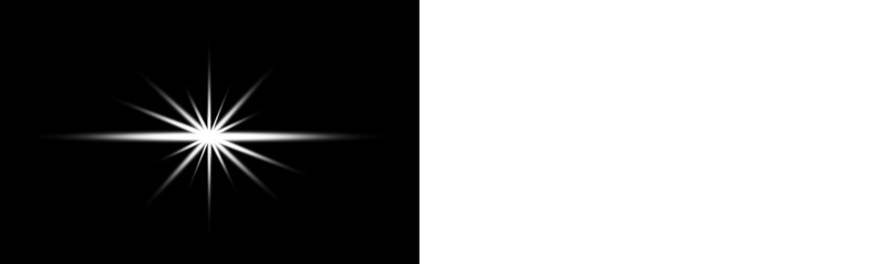 Png glowing horizontal White light beam with radiant lens flare and shine. WhiteLens Flare Light Effect on Black and White Background png