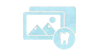 Dental Images Icon with Tooth and Mountain Landscape