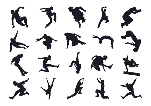 Parkour Extreme Sport Silhoeutte Illustration Element