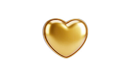 Golden Heart Isolated on White Background