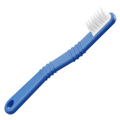 Blue Plastic Toothbrush with White Bristles