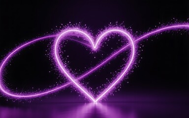 Abstract glowing purple light painting forming a heart shape in darkness