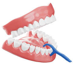 Obraz premium Dental Floss Between Teeth 3D Illustration