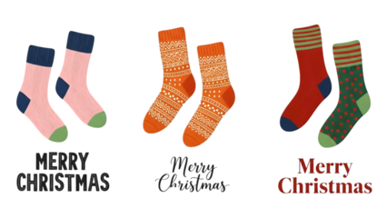 Christmas socks on transparent background for holiday cheer