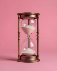 hourglass on pinkish background