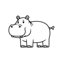 Obraz premium Cartoon Hippopotamus Illustration - Cute Animal Drawing for Children.
