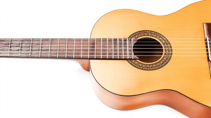 Obraz premium chord. An acoustic guitar displayed in a clean, minimalist style with soft shadows and studio lighting. tutorial guides, club newsletters, designed for sports & leisure club marketing.