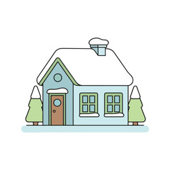 Minimal Winter House Christmas Vector