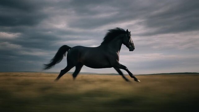 black horse running