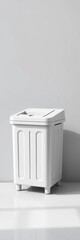 Linear Grey and White Cubic Trash Bin with Clean Lines, trash, professional