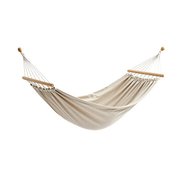 Beige Fabric Hammock with Wooden Spreader Bars