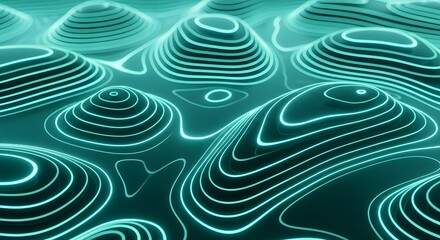 Contoured flowing wave patterns in turquoise shades creating dynamic visual effect