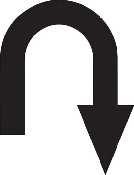Traffic u turn arrow icon vector flat design on white background. U turn sign icon. U turn square arrow