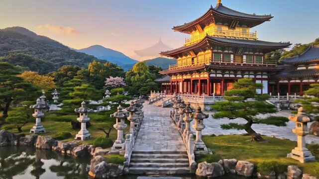 An ancient Chinese pavilion stands as a historic landmark within the Temple of Heaven park, featuring traditional oriental architecture and a red pagoda roof against a clear blue sky in China