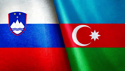アゼルバイジャンの国旗とスロベニアの国旗(Azerbaijan flag & Slovenia flag.)
