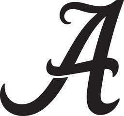 Black A letter alabama crimson tide logo icon vector flat design on white background