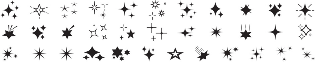 Shine sparkle icon. Vector blink star for logo, sparkle clipartSparkles, stars and bursts icons, twinkling stars. © MSTAMERA